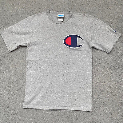 Conform kiem Eerder Champion T Shirt Mens Small/Youth Large Gray Big Logo Short Sleeve Crew  Neck | eBay