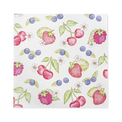 Softpoint Serviette Renate, 40 x 40 cm, 50 Stück - Erdbeeren, Blaubeeren