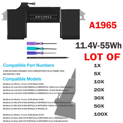  LOT Battery A1965 For MacBook Air 13'' 2018 2019 2020 A1932 EMC 3184 A2179 3302