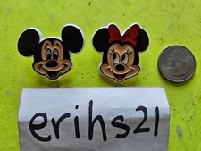 Vintage Disney Minnie & Mickey Mouse Plastic Badge 1970's Made in USA Pin