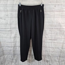 Chicos Womens Ankle Pants Sz 10 Solid Black Pull On High Rise Zip Pockets