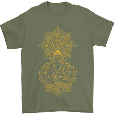 Mandala Buddha Art Herren T-Shirt 100% Baumwolle