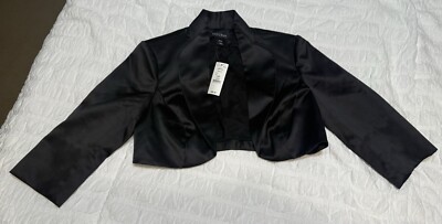 New! Whitehouse/Blackmarket Black Satin Cocktail Dress Jacket Sz XXS New