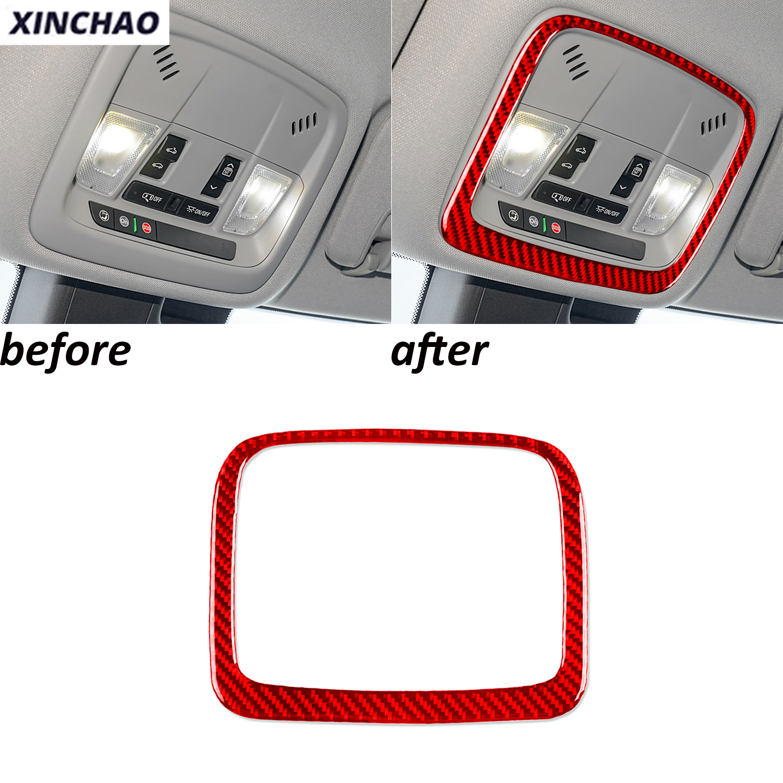 Red Carbon Fiber Roof Reading Light Panel Frame Trim For Chevrolet Malibu 16-25