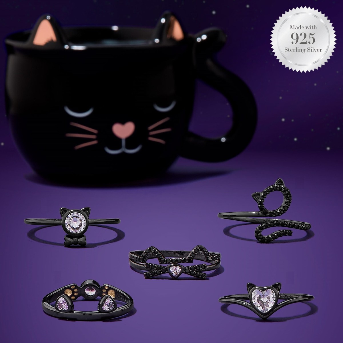 Charmed Aroma Black Cat Candle with Mystery 925 Sterling Silver