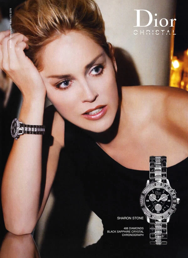 Bijou montre Dior Sharon Stone Christal 2008 1 page PUBLICITÉ MAGAZINE