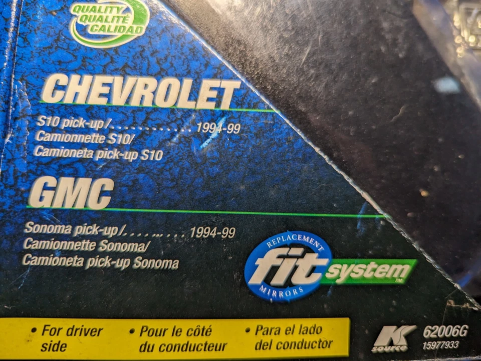 K SOURCE Replacement Mirror 62006G Chevrolet GMC S10 PICKUP SONOMA Truck 1994-99 - Image 3 of 4