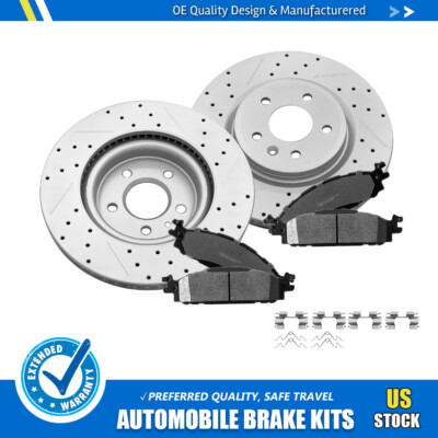 12.80 inch Front Disc Rotors + Ceramic Brake Pads for Ford Taurus 2010-2019
