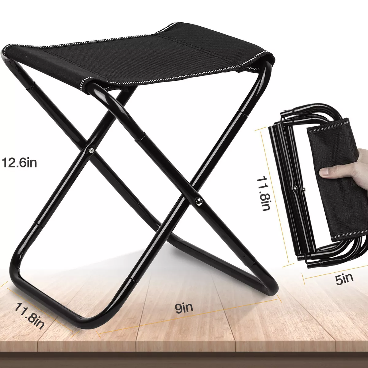 Small Folding Camping Stool Portable Mini Steel Fishing Chair for