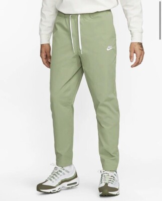 Nike Club Men's Woven Tapered Leg Pants Oil Green & White