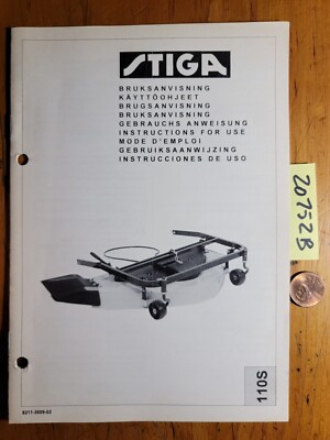 Stiga 110S Mower Owner's Operator's Instructions for Use Manual 8211-3009-02 '94