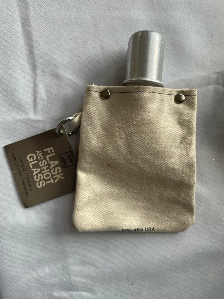 Tote+Able Buffalo Plaid 4 oz. Flask and Shot Glass Eco-Friendly Red Made is USA - Image 2 of 2