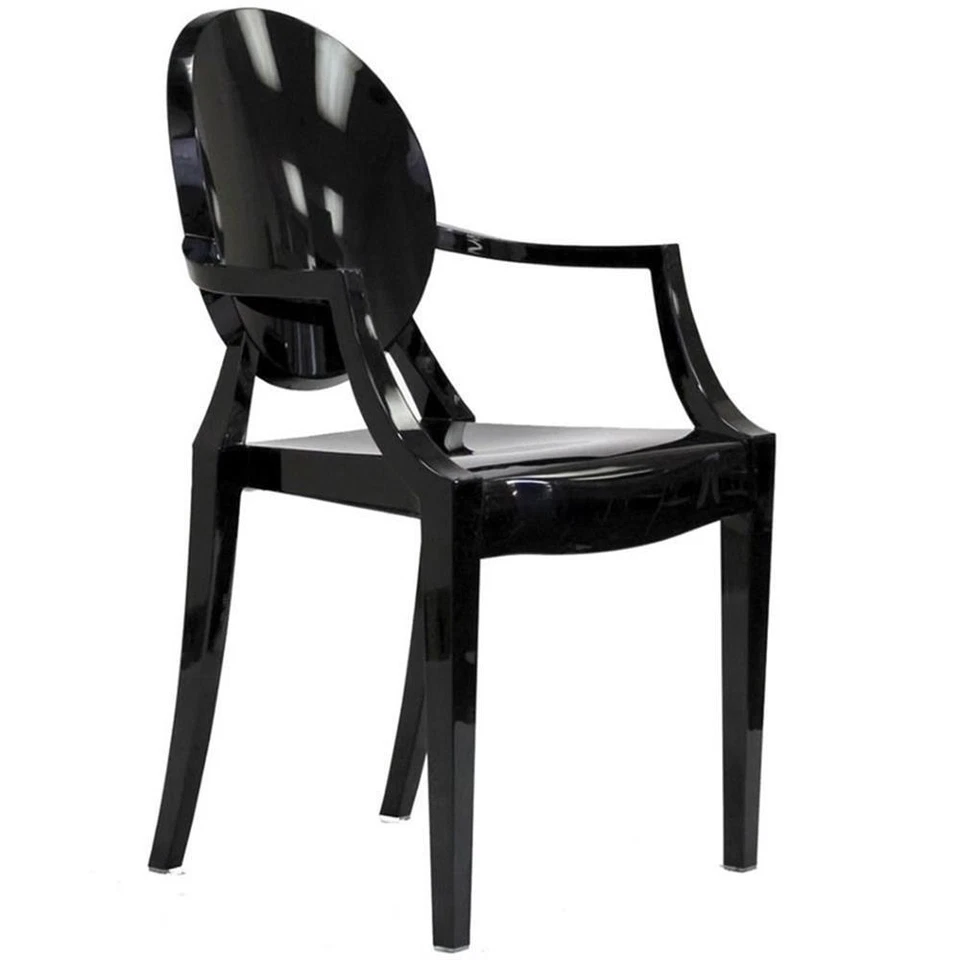 Modway Casper 18.5" Polycarbonate Plastic Dining Armchairs in Black (Set of 2) - Image 3 of 4