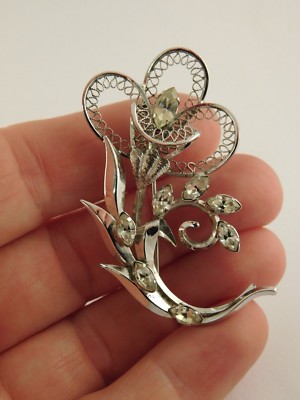 STAR-ART STERLING SILVER LILY FLOWER PIN BROOCH DIMENSIONAL