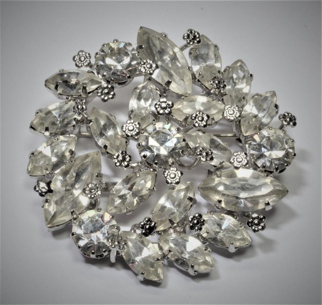 Vintage Signed Made in AUSTRIA Clear Rhinestones Round Shape Pin Brooch eBay