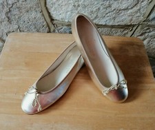New Jaime Mascaro Ballerinas Women Size 37 Gold All Leather Pumps Vintage