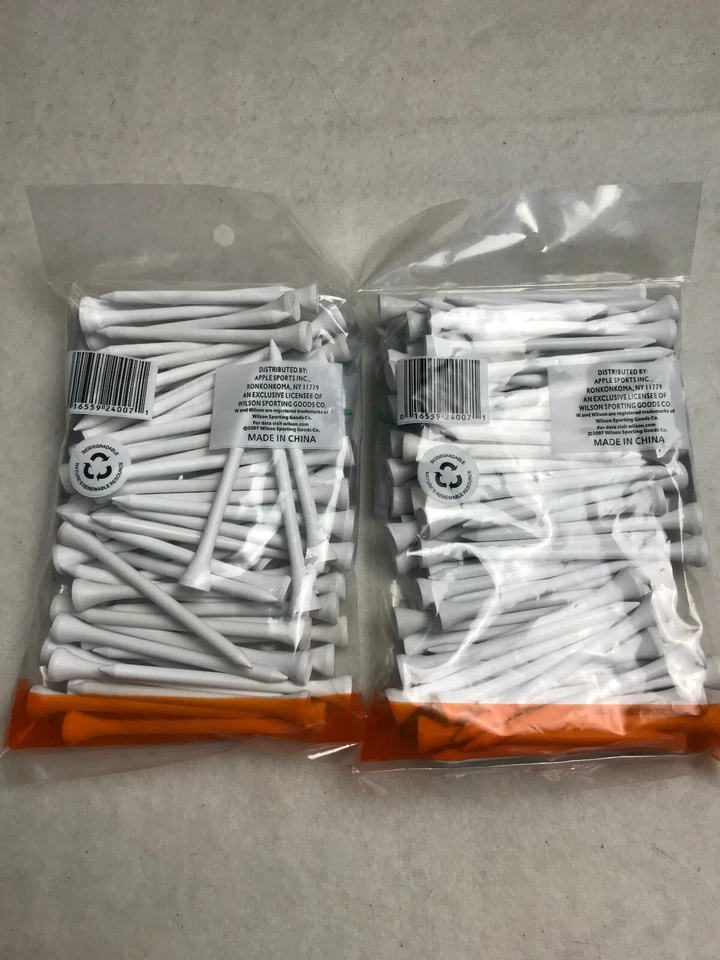 Camisetas de golf Wilson 3 1/4" Jumbo de madera blanca 2 paquetes de 75 cada 150 camisetas NUEVAS Foto 3 de 3