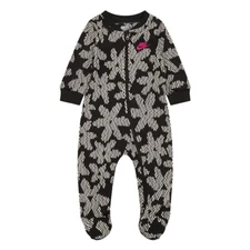 Nike Daisy Footed Coverall Baby Girls  Black White,  Pink Logo, 9 Months