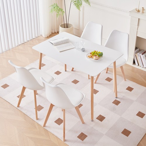 Mesa de Comedor Rectangular Mesa de Cocina Blanca Mesa de Conferencias de MDF - Imagen 10 de 10
