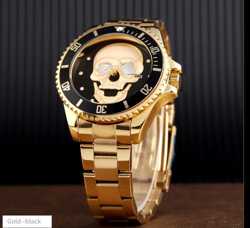 SKMEI Men's Quartz Skull, Stainless Steel Skeleton waterproof watch $$$ - Imagen 19 de 27
