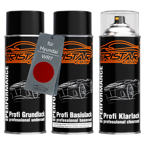 Autolack Spraydosen Set für Hyundai WR7 Dragon Red Metallic Grund Basis Klarlack