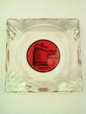 YMCA Hotel Chicago Glass Ashtray