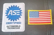 ASE Certified Automobile Technician W/ USA Flag Embroidered Heat Sealed Patches 