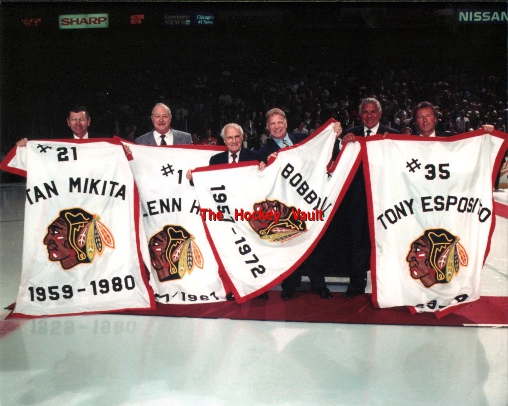 CHICAGO BLACKHAWKS Retired JERSEY s MIKITA HALL HULL ESPOSITO