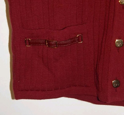 80s 90s Tricosa Paris Sz M (12-14) Sleeveless Ribbed Vest 100% Wool Pockets - Picture 4 of 8