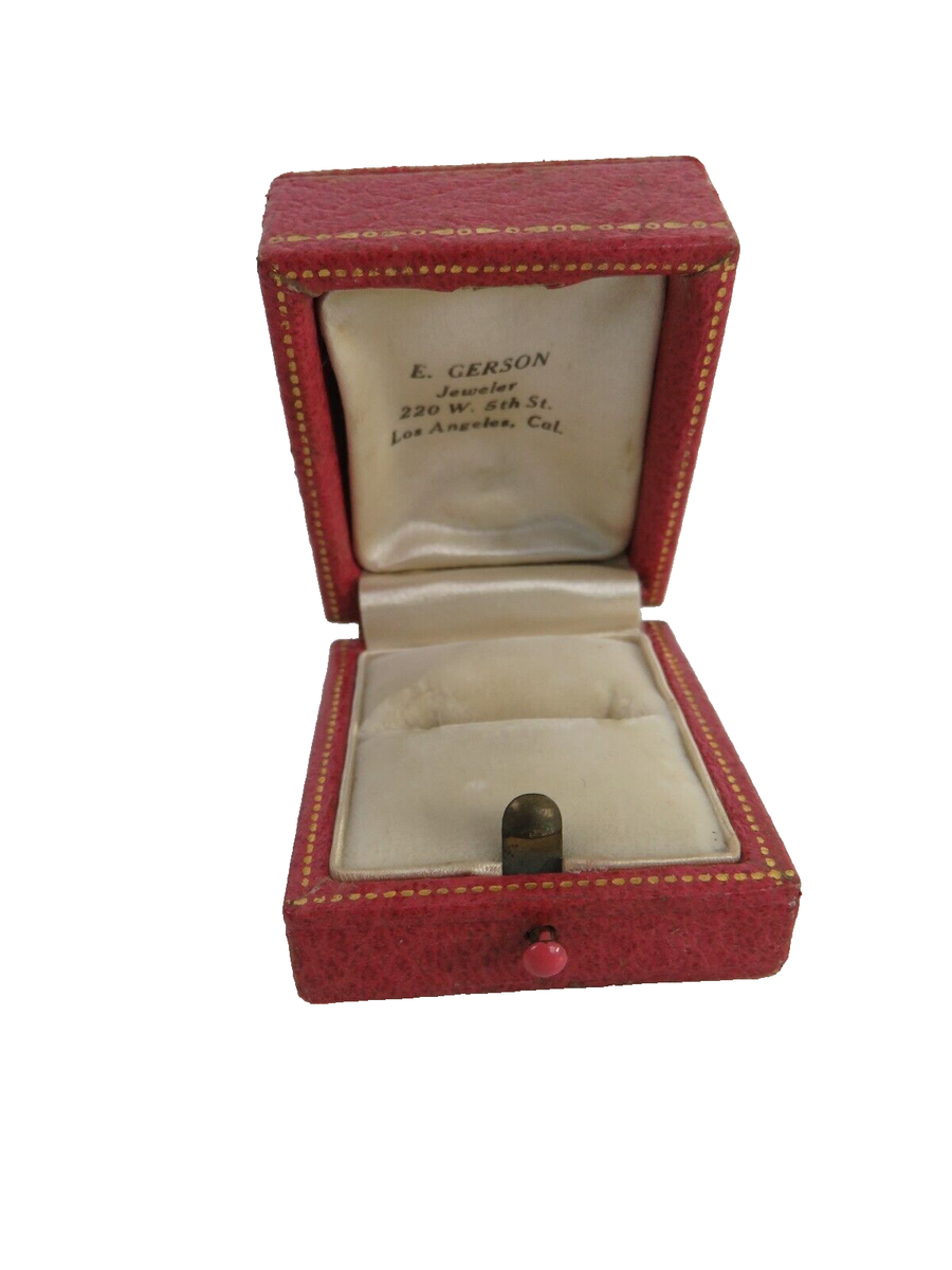 Vintage E. Gersen Leather Velvet & Silk Ring Box – Push Vintage E. Gersen Leather Velvet & Silk Ring Box – Push