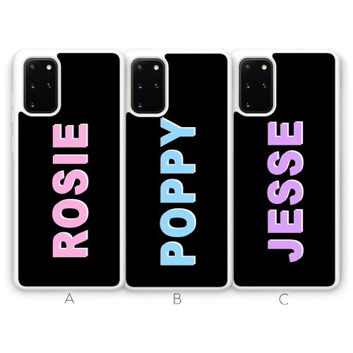 For Samsung S21 Plus Ultra S20 FE S10 S9 Phone Case Personalised Vertical Name - Picture 2 of 6