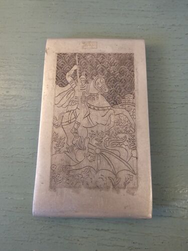 Antique & Ornate Silver Metal Cigarette Case, Risque Inside-Very Good - Picture 3 of 7
