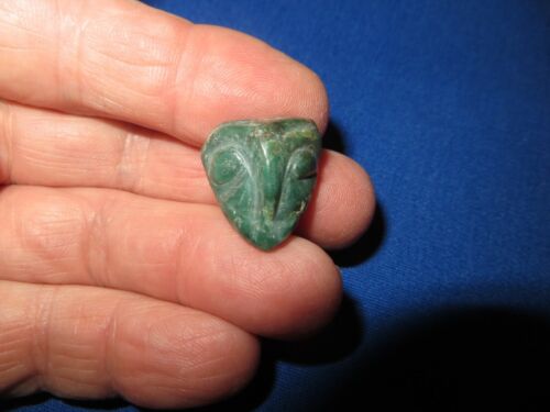 Pre Columbian Mayan Green Jade Face ANTHROMORPHIC Effigy Pendant 1 inch   - Picture 1 of 5