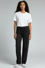 Liverpool Los Angeles Black Herringbone Straight Pants Flat Front Button Zip