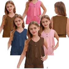 Kids Girls Tank Top Dance Vest Costume Waistcoat Western Outerwear Carnival