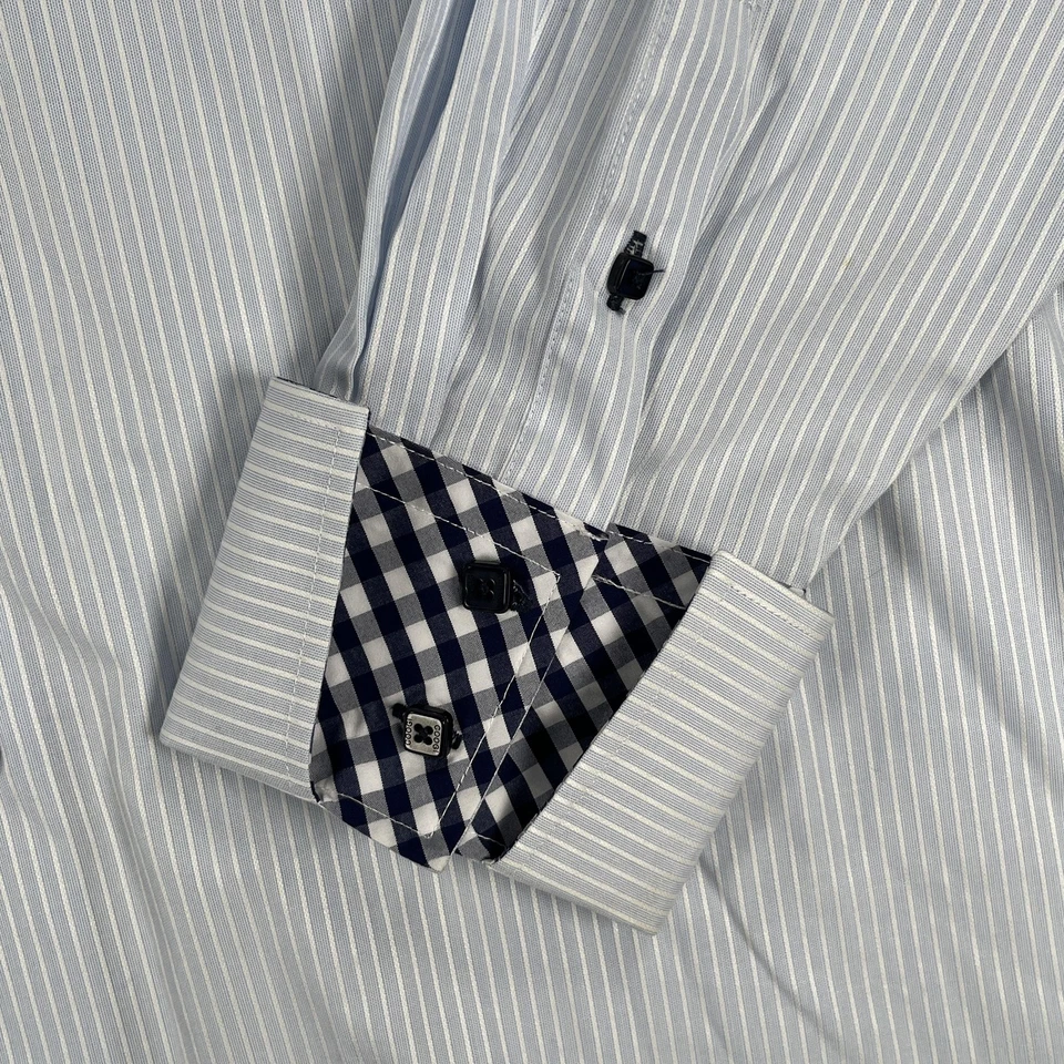Camisa Coogi Luxe Para Hombres 2XL Rayas Calce Moderno Cuadros Puños Vestido Abotonado Foto 2 de 4