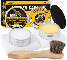 Leather Boot Care Kit, Mink Oil  Saddle Soap for Leather Cleaning  Leather Boo