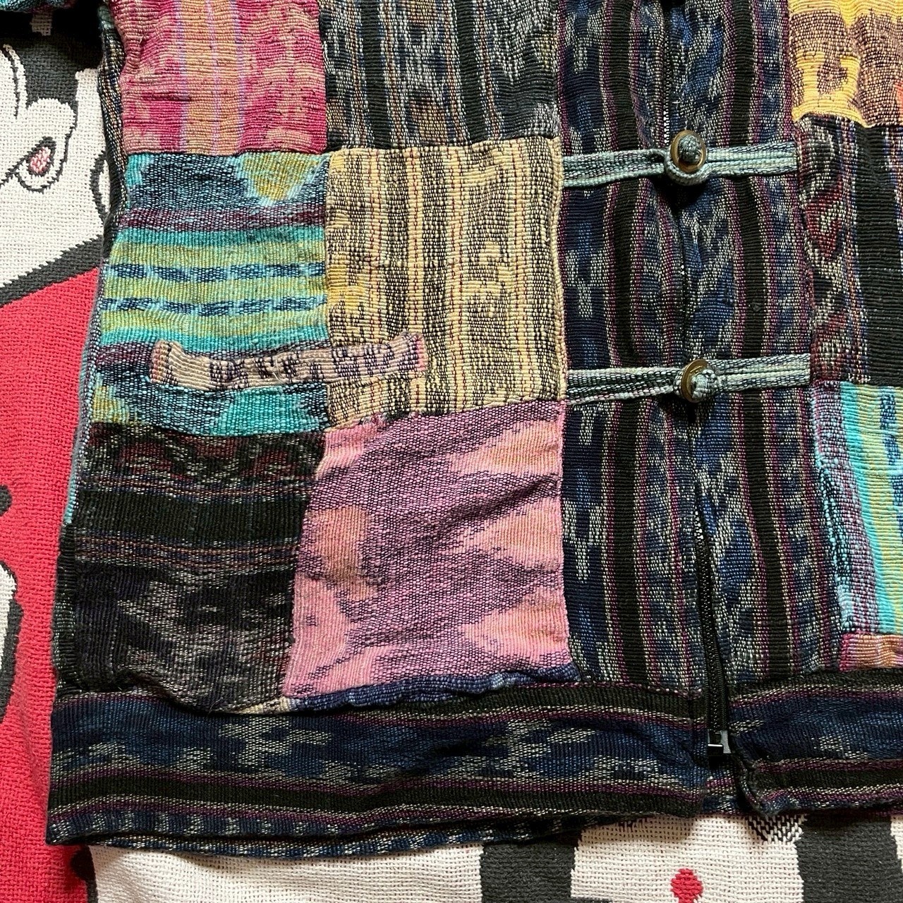 Vintage China Button Patchwork Cotton Jacket Coog… - image 6