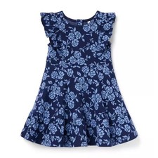 Janie and Jack Floral Jacquard Dress girl 7 blue 100 cotton preppy nautical nwt