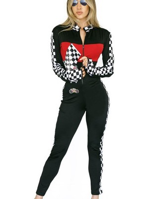 Beauty's Love Halloween Racer Costume-Speed Car Driver Jumpsuit Costume Medium