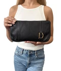 Christian Dior Vintage 2001 CD Logo Leather Bag Pochette Pouch Clutch Black