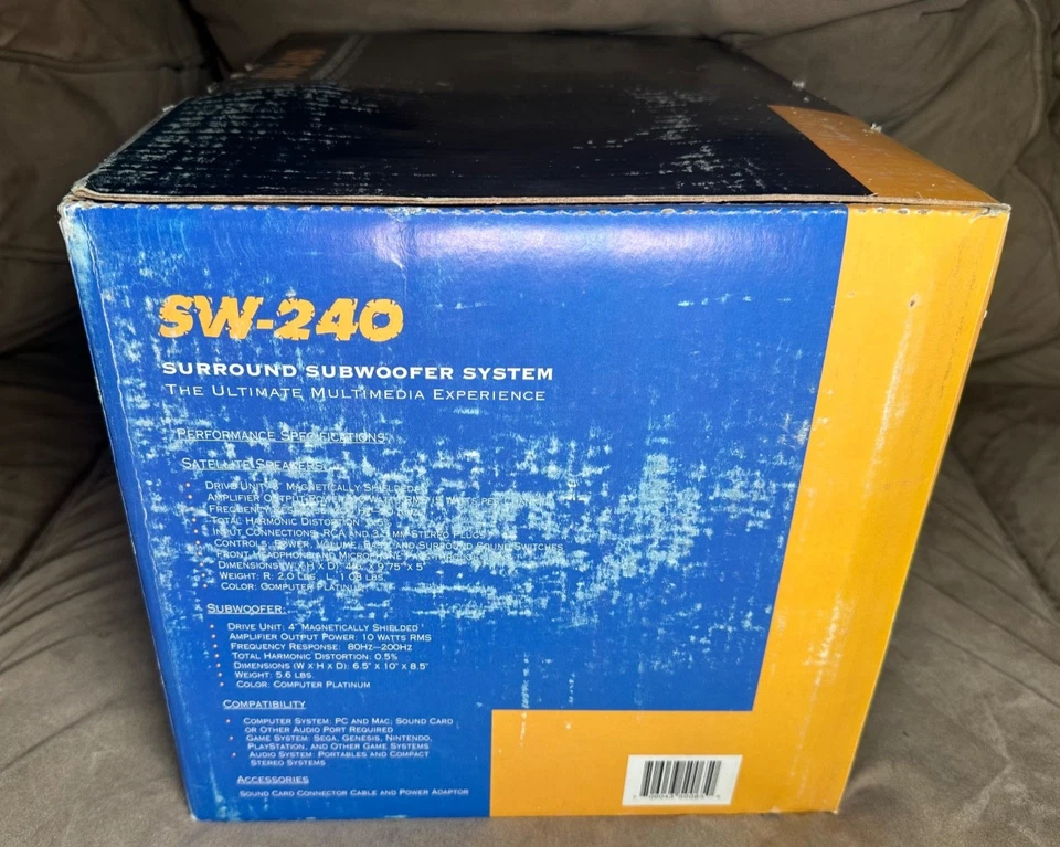 Vtg Stereo Speakers 600 W Surround Subwoofer Multimedia System Mac PC NIB 1990’s - Image 3 of 4