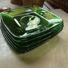 5 Vintage Anchor Hocking Fire-King Charm Forest Green Glass Saucer Plates  5.25”