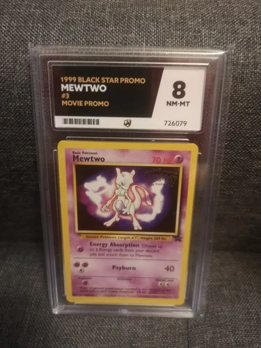 1999 Pokémon Mewtwo Black Star Promo Card Ace Grade 8 #3 Movie vintage Promo