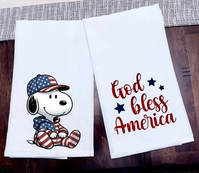 Kitchen Towels God Bless America Tea Towels Ink on 100% Cotton Size 28x28