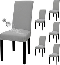 100 Waterproof Dining Room Chair Cover Set of 6, Stretch Jacquard Parson Chair