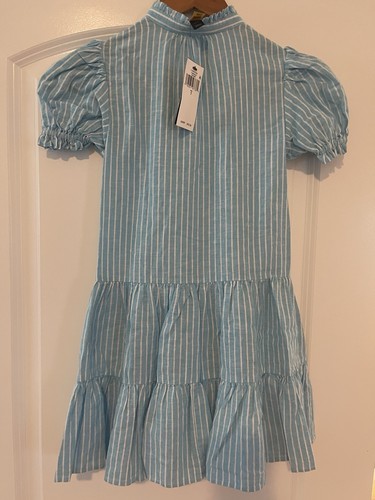 Ralph Lauren polo Little Girls Striped Tiered Blue Linen Dresss Sz 7 NWT - Picture 13 of 13