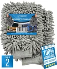 2x Microfiber Car Wash Mitt Gloves Noodle Sponge Auto Detailing Cleaning Kit