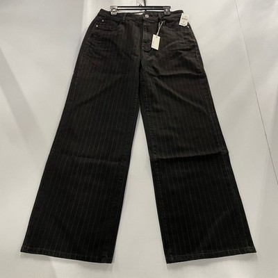 WARP + WEFT NCE Nice Cote Wide Leg Jean Women's Size 32 Dark Pinstripe