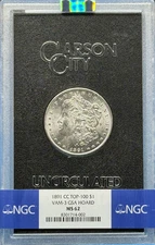 1891 CC Morgan Silver Dollar NGC MS-62 CC VAM-3 GSA HOARD
